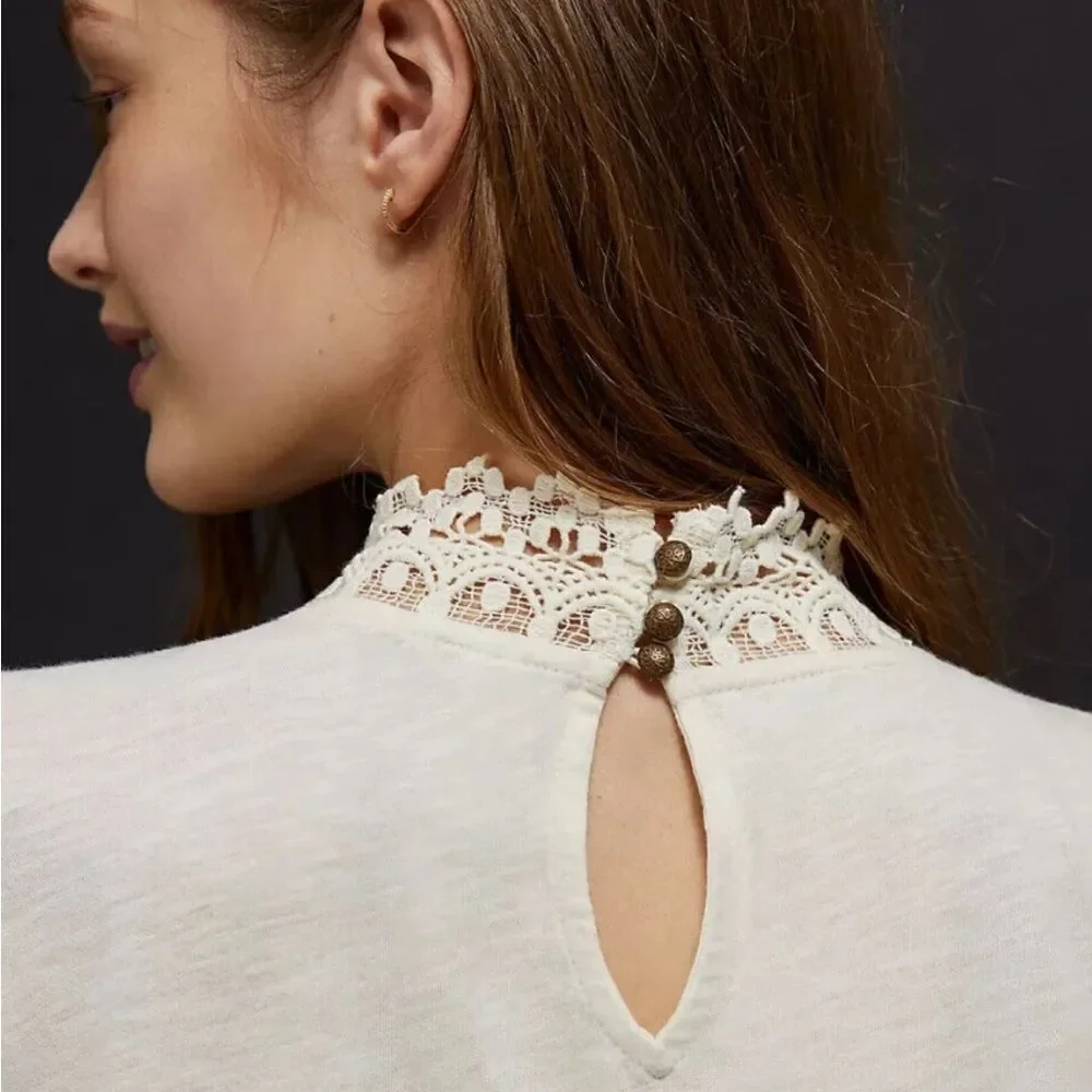 Anthropologie Embellished Sleeve Blouse NWOT